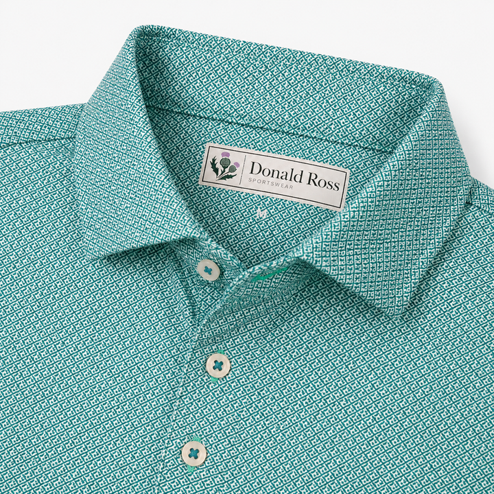Donald Ross Mens Classic Fit WAYLAND Polo - MINT / DENIM