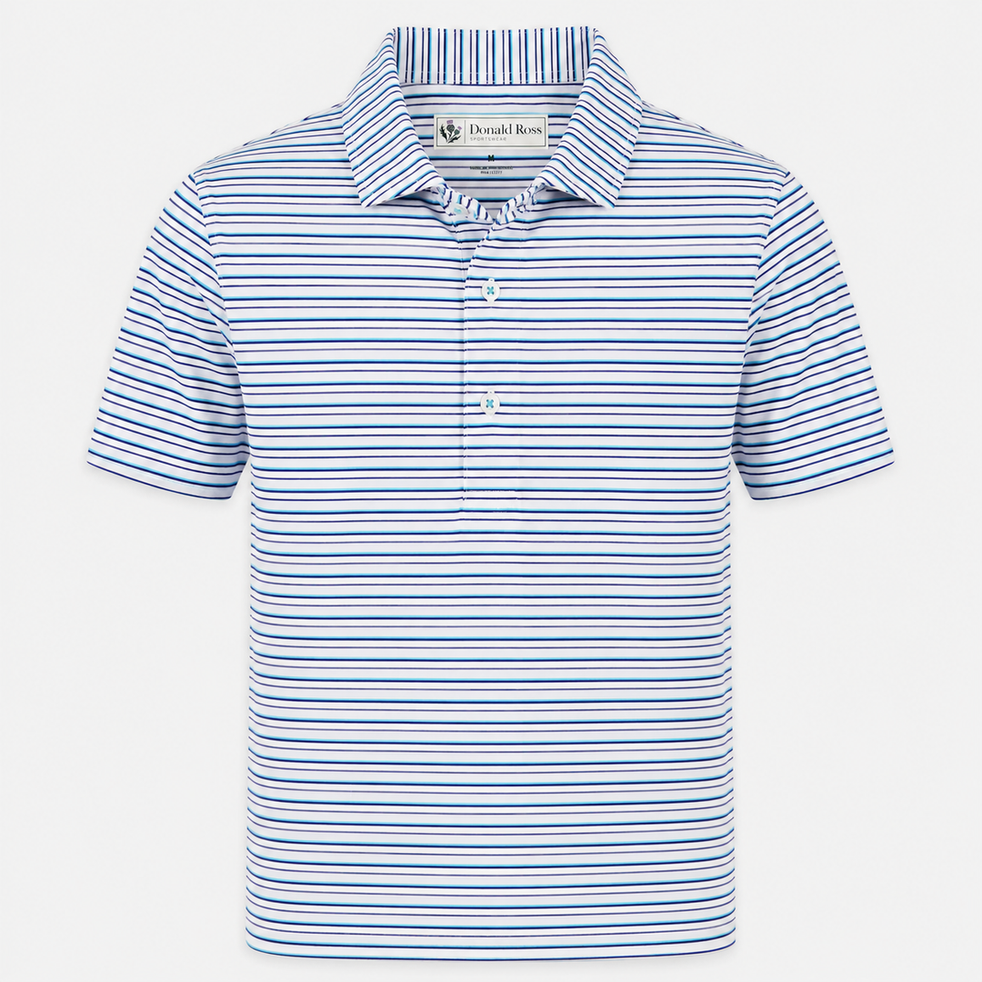 Donald Ross Mens Classic Fit TORONTO Polo - WHITE / DENIM / MINT