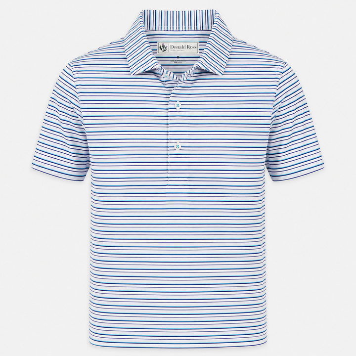 Donald Ross Mens Classic Fit TORONTO Polo - WHITE / DENIM / MINT