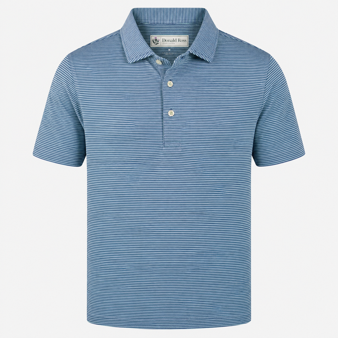 Donald Ross Mens Classic Fit WINDSOR Polo - DENIM / MINT