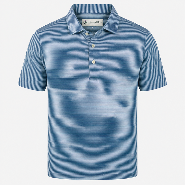 Donald Ross Mens Classic Fit WINDSOR Polo - DENIM / MINT