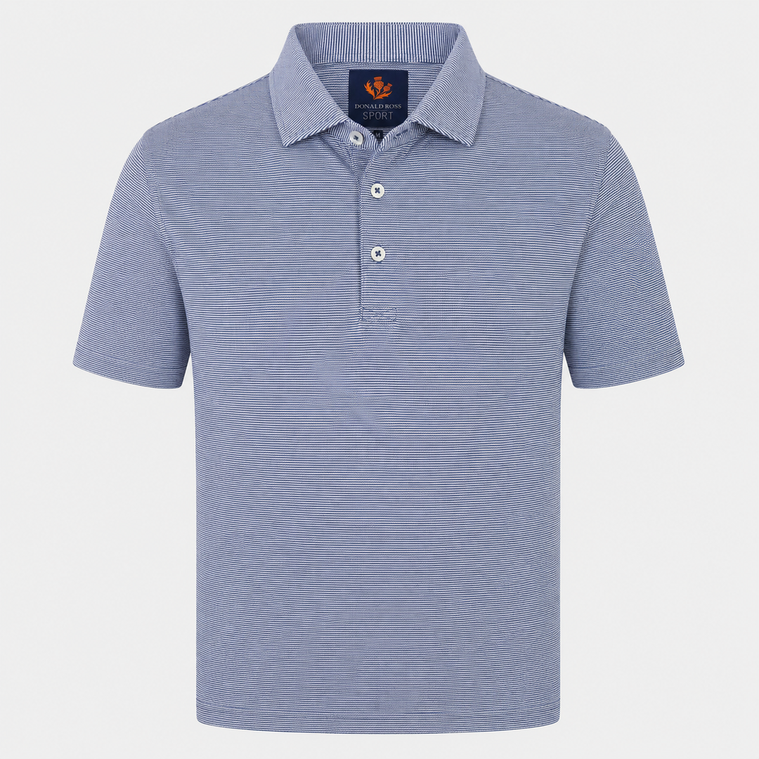 Donald Ross Mens Sport Fit LEO Polo - DENIM / WHITE