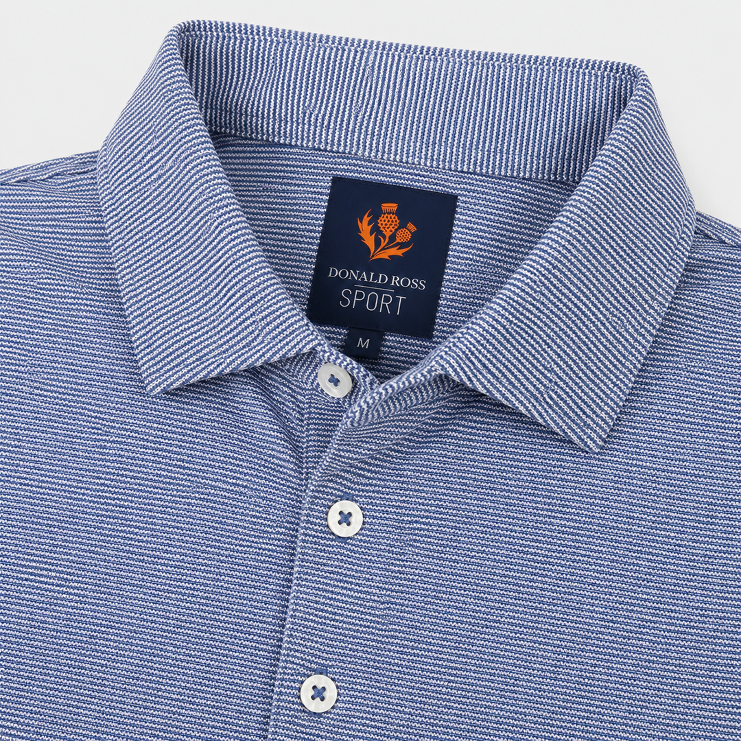 Donald Ross Mens Sport Fit LEO Polo - DENIM / WHITE