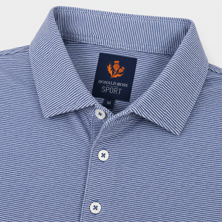 Donald Ross Mens Sport Fit LEO Polo - DENIM / WHITE