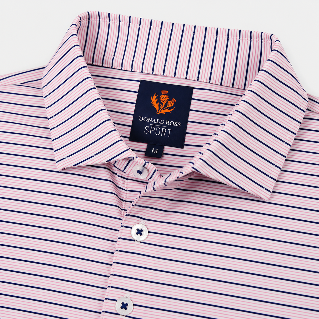 Donald Ross Mens Sport Fit ROSS  Polo -WHITE / RASPBERRY / NAVY