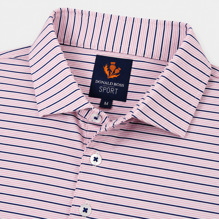 Donald Ross Mens Sport Fit ROSS  Polo -WHITE / RASPBERRY / NAVY