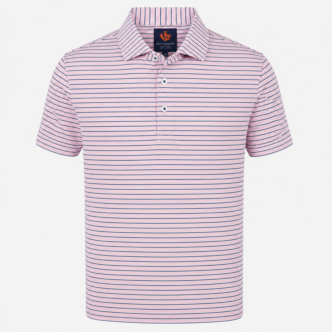 Donald Ross Mens Sport Fit ROSS  Polo -WHITE / RASPBERRY / NAVY