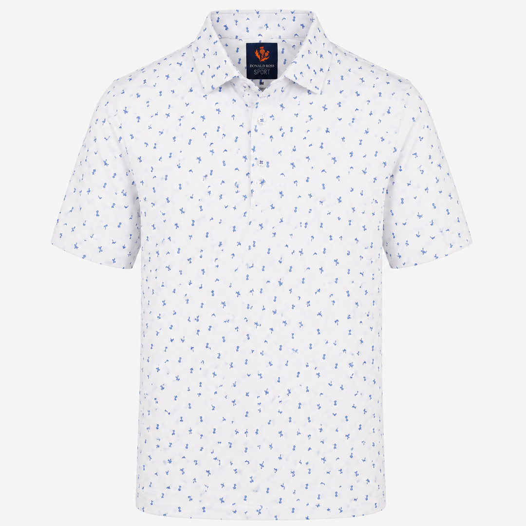 Donald Ross Mens Sport Fit DAVID Polo - WHITE / PERIWINKLE