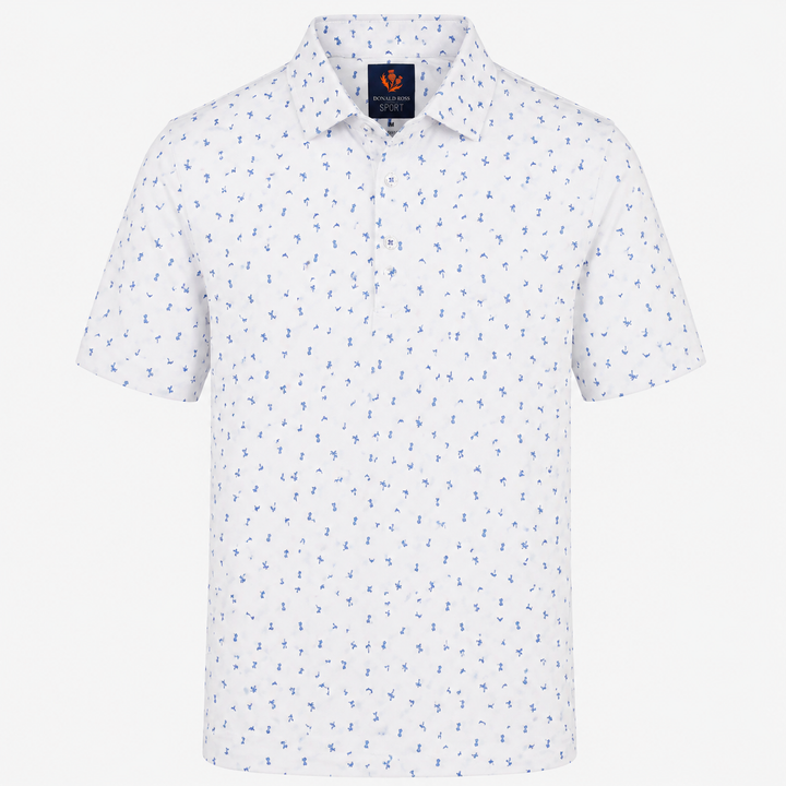 Donald Ross Mens Sport Fit DAVID Polo - WHITE / PERIWINKLE