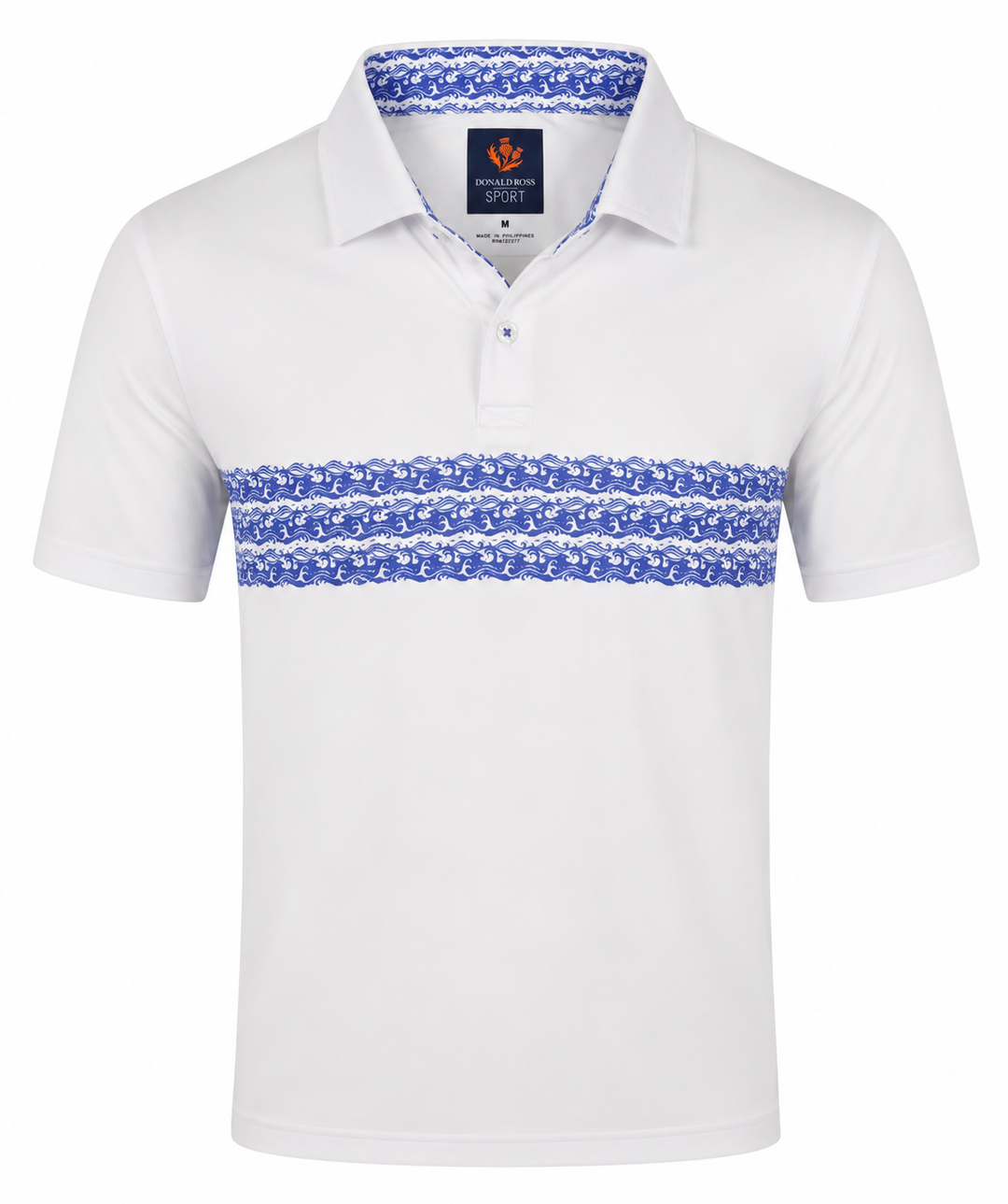 Donald Ross Mens Sport Fit THEO Polo - WHITE / PERIWINKLE