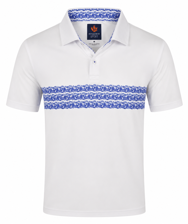 Donald Ross Mens Sport Fit THEO Polo - WHITE / PERIWINKLE