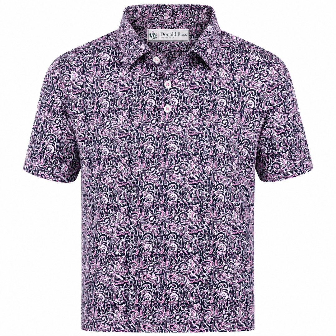 Donald Ross Mens Classic Fit BOCA Polo - WHITE / PINK