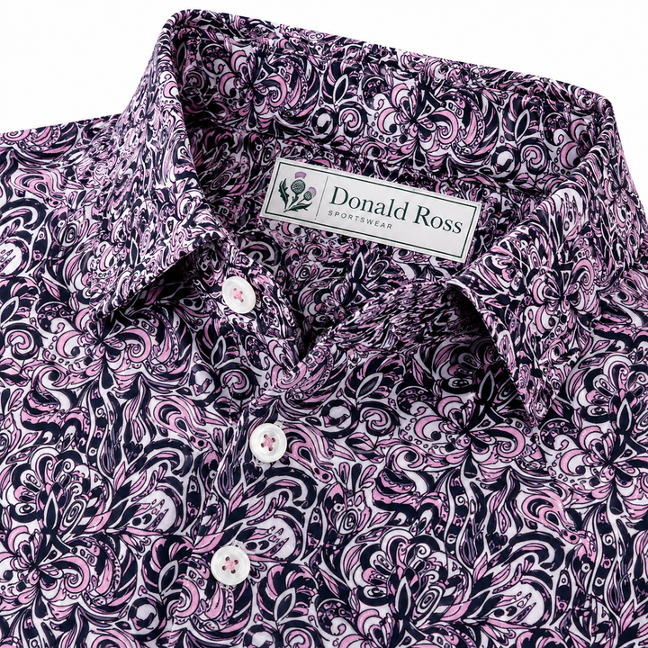 Donald Ross Mens Classic Fit BOCA Polo - WHITE / PINK