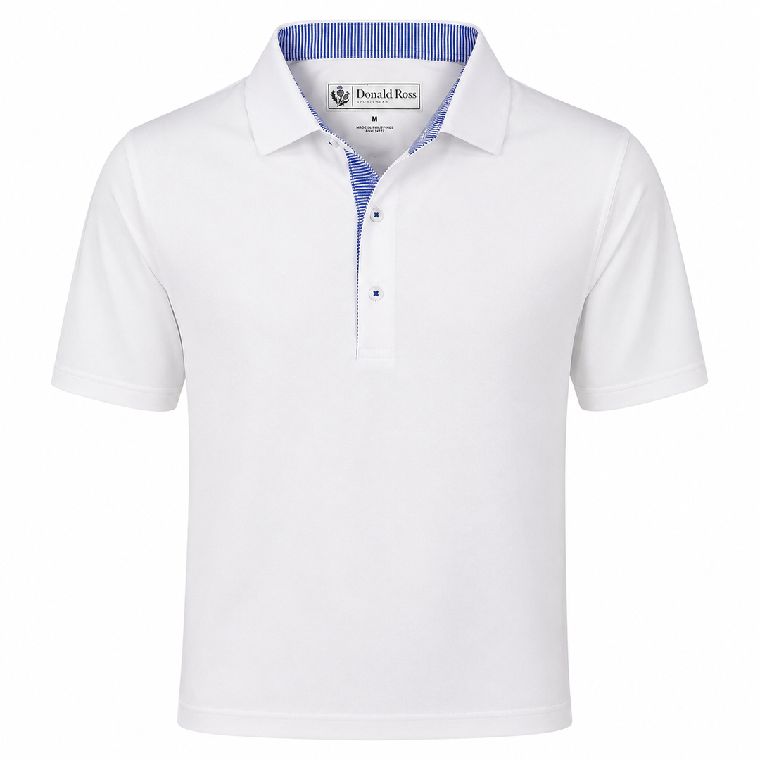 Donald Ross Mens Classic Fit SALEM Polo - WHITE