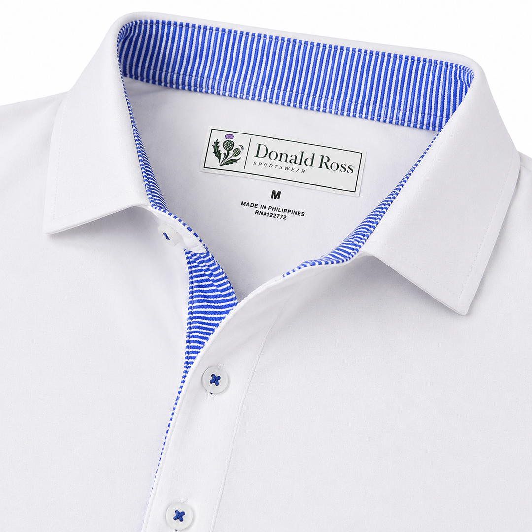 Donald Ross Mens Classic Fit SALEM Polo - WHITE