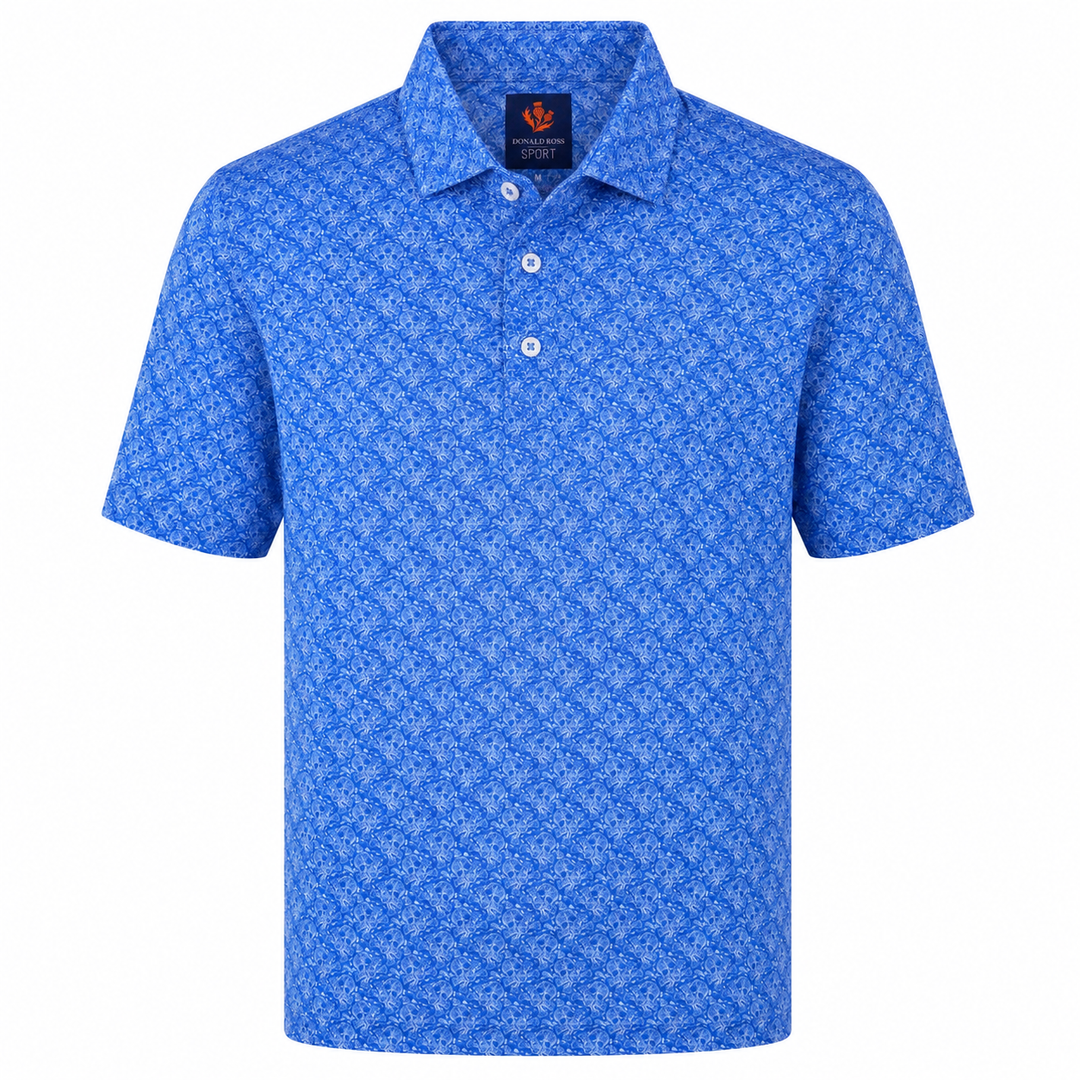 Donald Ross Mens Sport Fit SIDNEY SKULL Print Polo - ULTARMARINE / WHITE