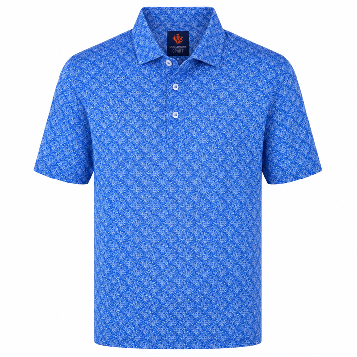 Donald Ross Mens Sport Fit SIDNEY SKULL Print Polo - ULTARMARINE / WHITE
