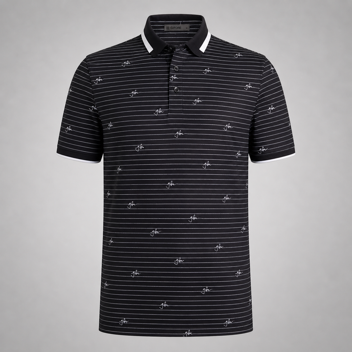 G/FORE MEN'S SCRIPT STRIPE TECH JERSEY POLO - ONYX