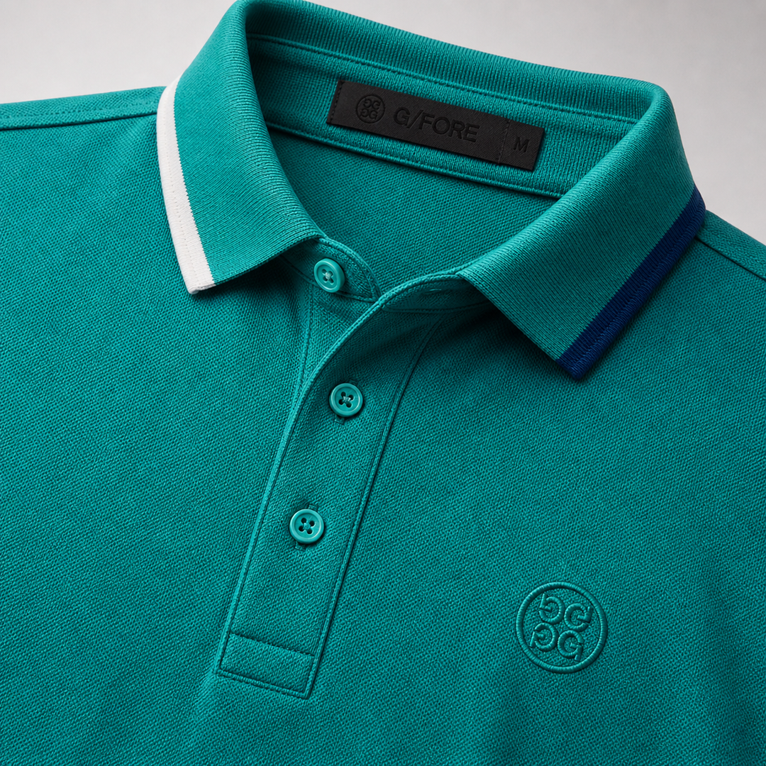 G/FORE MEN'S LTD EDITION LUX MADE IN TURKEY 100% COTTON POLO - EMERALD