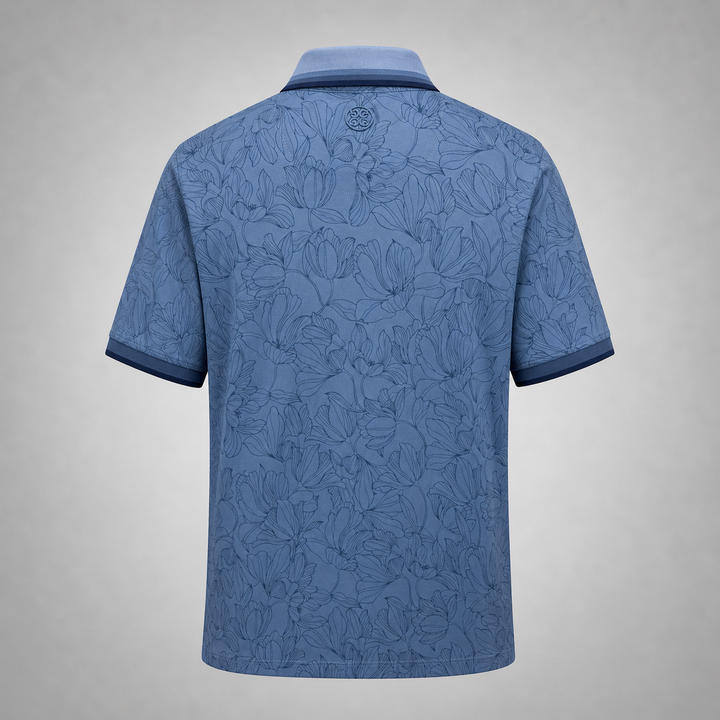 G/FORE MEN'S MINI FLORAL PRINT BANDED SLEEVE TECH PIQUÉ POLO - DRIZZLE