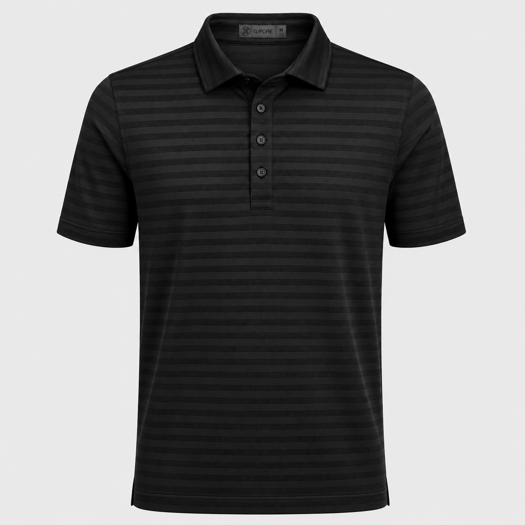 G/FORE MEN'S LTD EDITION PERFORATED STRIPE TECH JERSEY POLO - ONYX