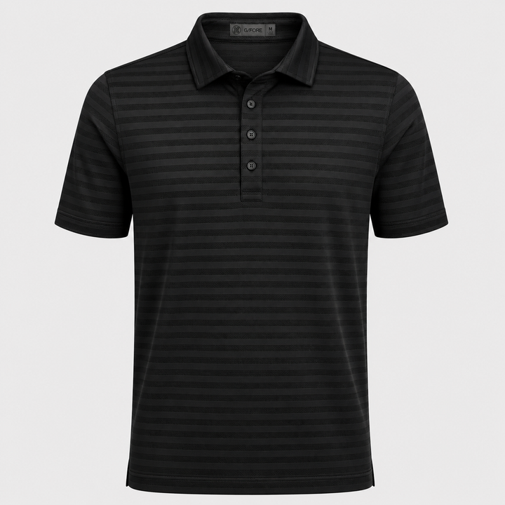 G/FORE MEN'S LTD EDITION PERFORATED STRIPE TECH JERSEY POLO - ONYX