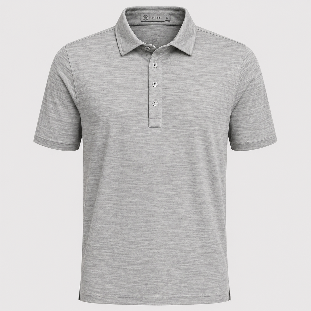 G/FORE MEN'S LTD EDITION MÉLANGE ICE NYLON POLO - LIGHT HEATHER GREY