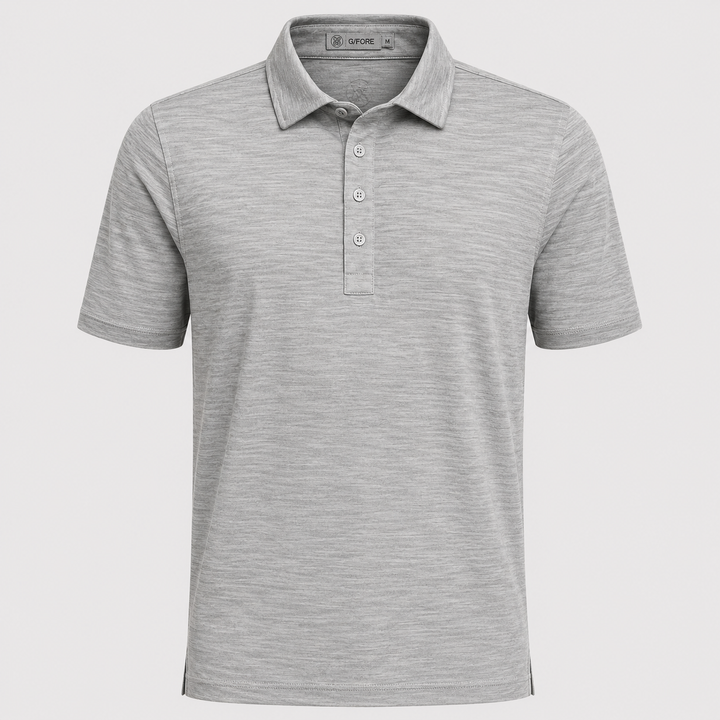 G/FORE MEN'S LTD EDITION MÉLANGE ICE NYLON POLO - LIGHT HEATHER GREY