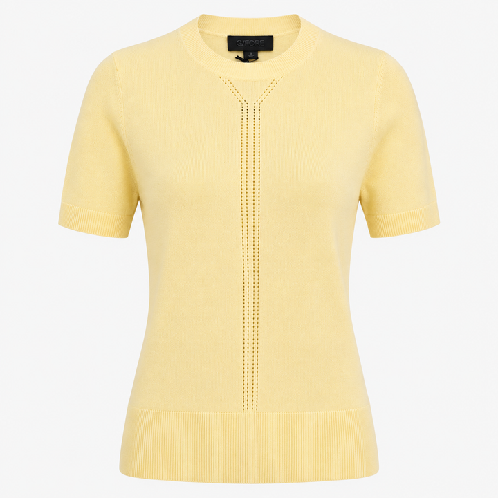 G/FORE WOMEN'S LTD EDITION COOLING COTTON SHORT SLEEVE CREWNECK TOP - CANARY