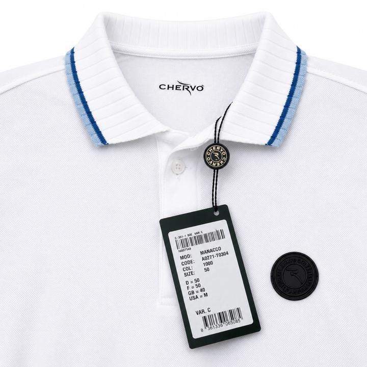 Chervo Men's ALMANACCO Pique Polo - WHITE