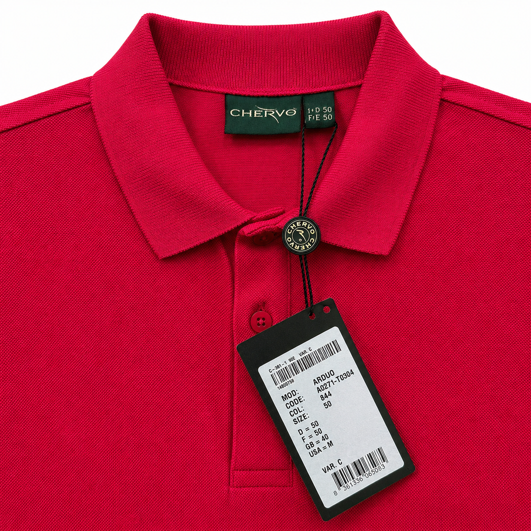 Chervo Men's ARDUO Pique Polo - ROSE RED