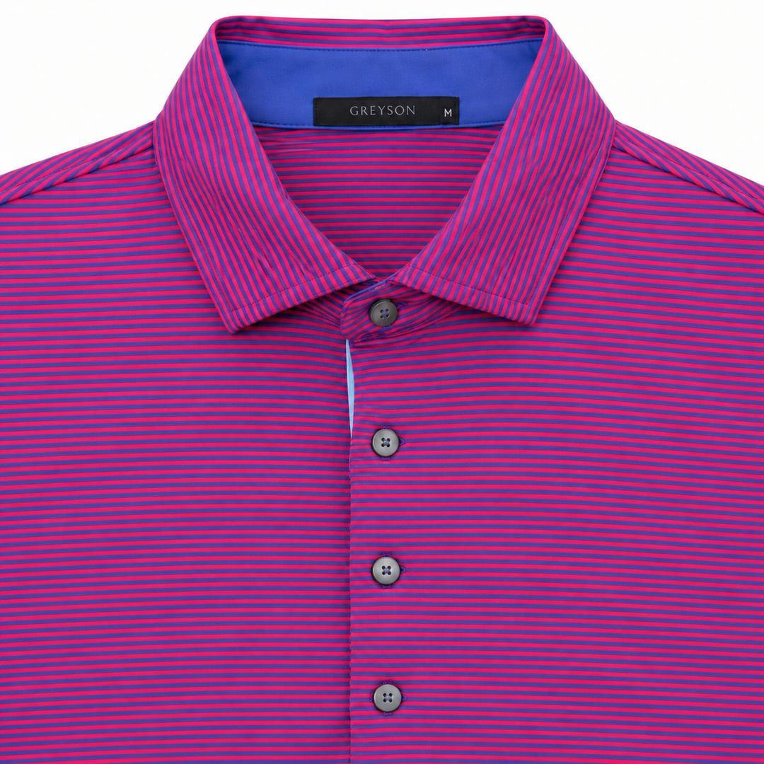 Greyson Men's SARANAC Stripe Polo - TWILIGHT FLAMINGO