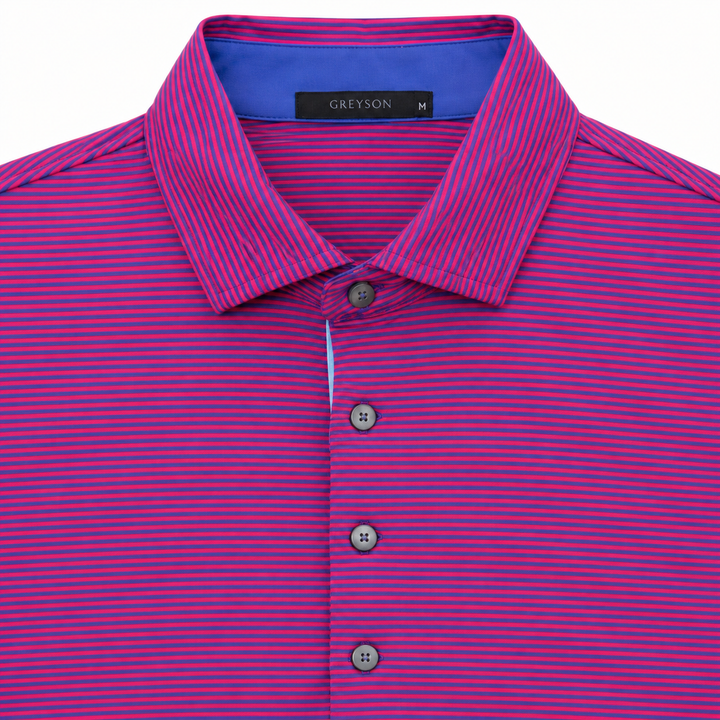 Greyson Men's SARANAC Stripe Polo - TWILIGHT FLAMINGO