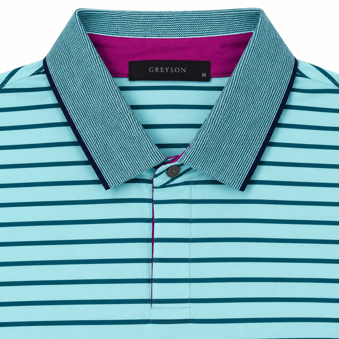 Greyson Men's CROW Stripe Polo - JASPER EMERALD