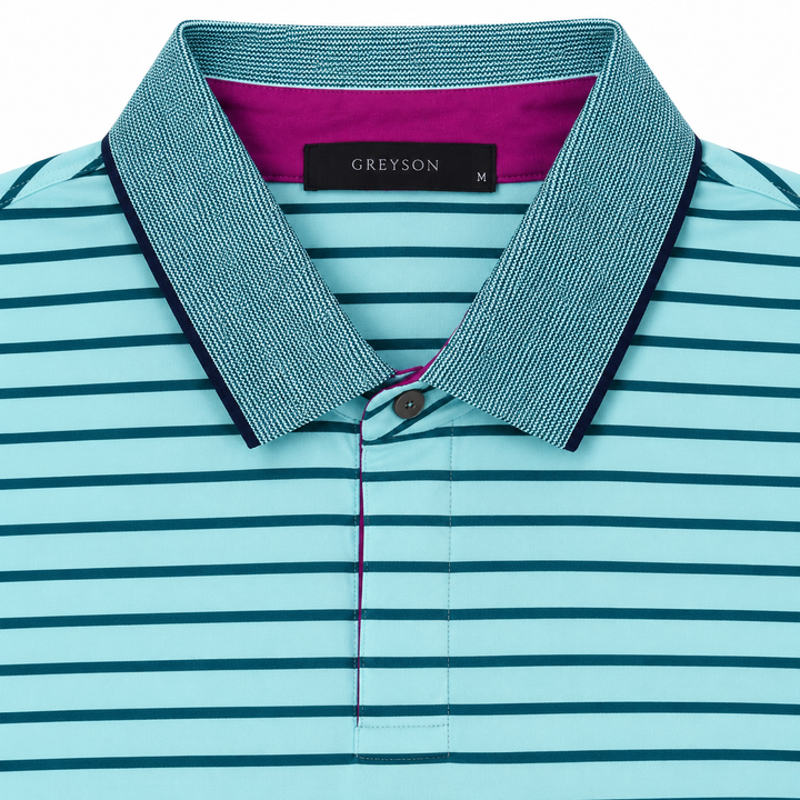 Greyson Men's CROW Stripe Polo - JASPER EMERALD