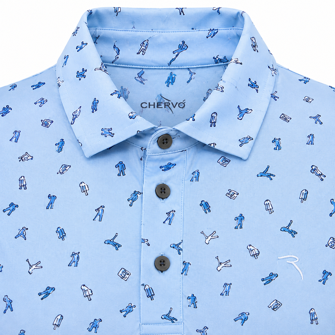 Chervo Men's ALBERGO Print Polo - BLUE