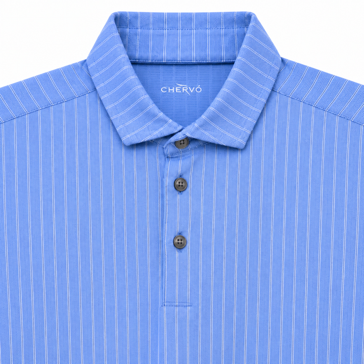 Chervo Men's ARTIGLIO Stripe  Polo - BLUE / WHITE