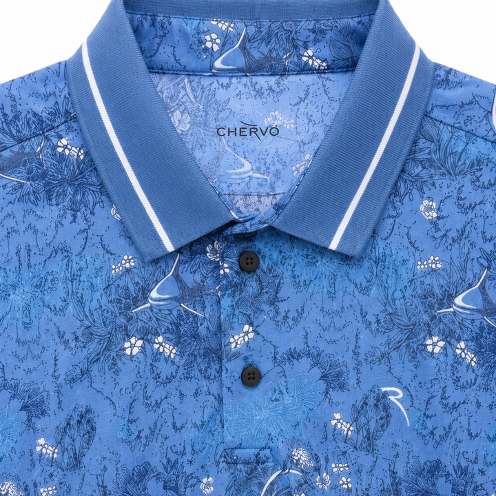 Chervo Men's ABBONO TOUR  Print Polo - BLUE
