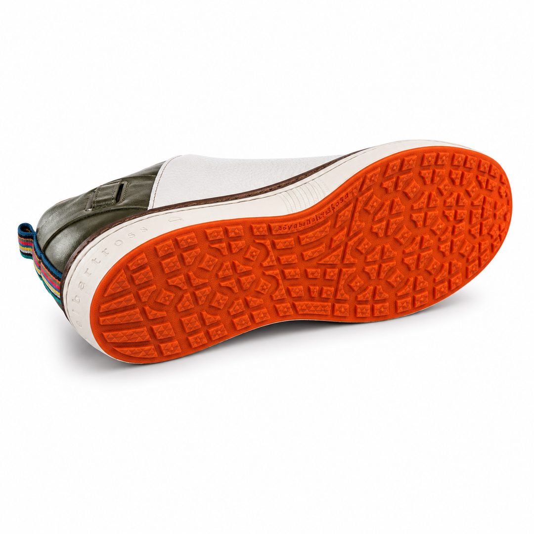 ROYAL ALBATROSS Men's The Solstice Spikeless Golf Shoe - WHITE / OLIVE