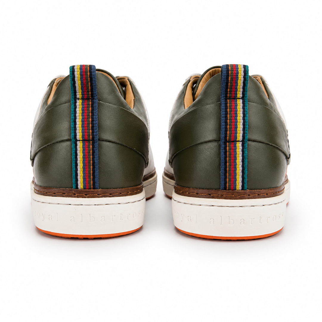 ROYAL ALBATROSS Men's The Solstice Spikeless Golf Shoe - WHITE / OLIVE