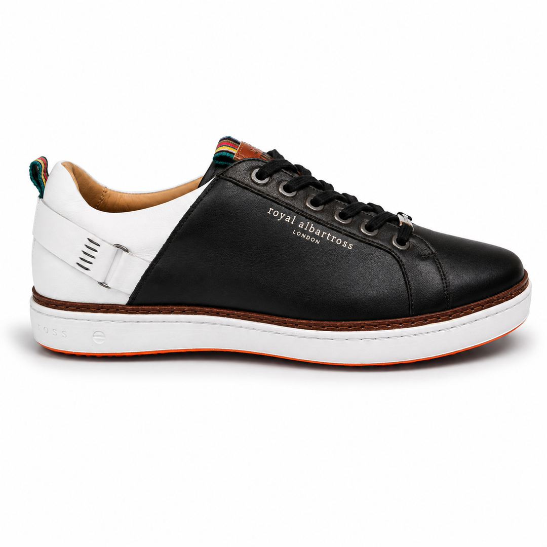 ROYAL ALBATROSS Men's The Solstice Spikeless Golf Shoe - BLACK / WHITE