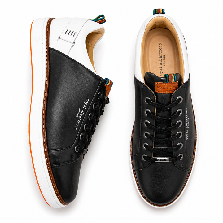 ROYAL ALBATROSS Men's The Solstice Spikeless Golf Shoe - BLACK / WHITE