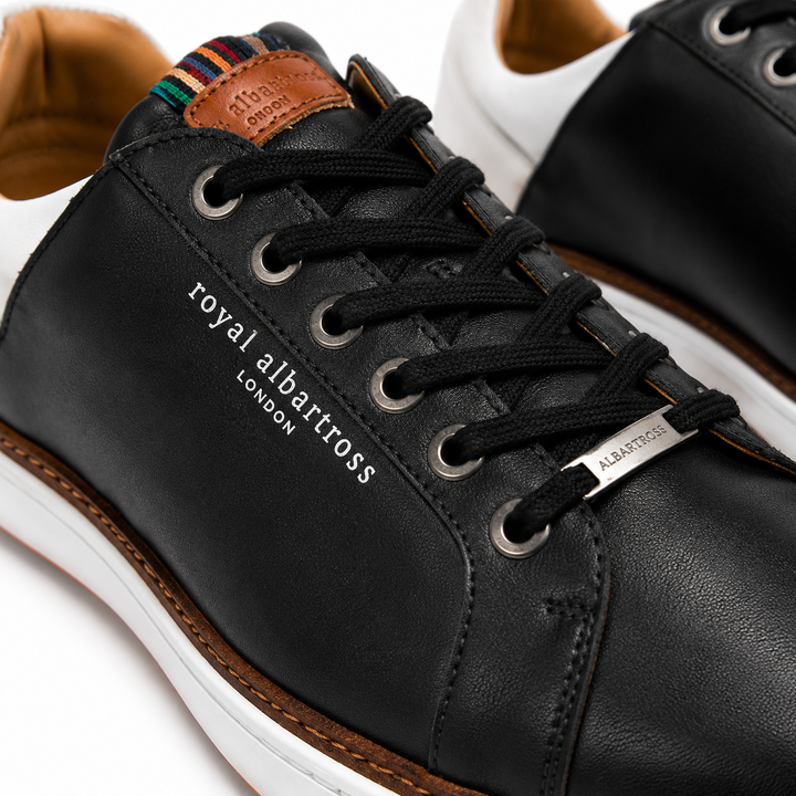 ROYAL ALBATROSS Men's The Solstice Spikeless Golf Shoe - BLACK / WHITE