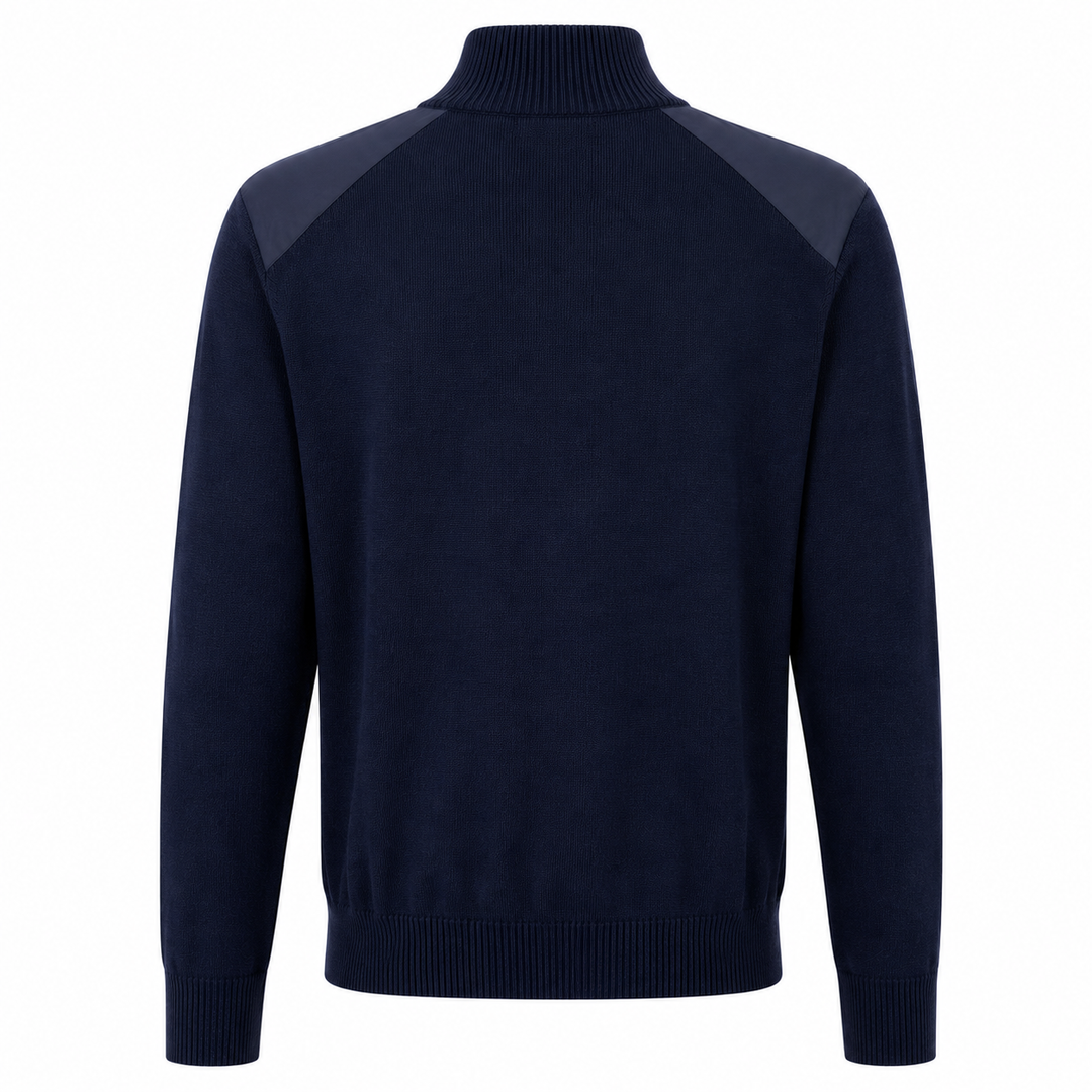 Chervo Men's NOBODY 100% Merino Wool 1/4-Zip Sweater - NAVY