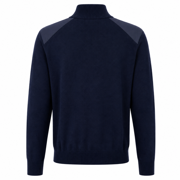 Chervo Men's NOBODY 100% Merino Wool 1/4-Zip Sweater - NAVY