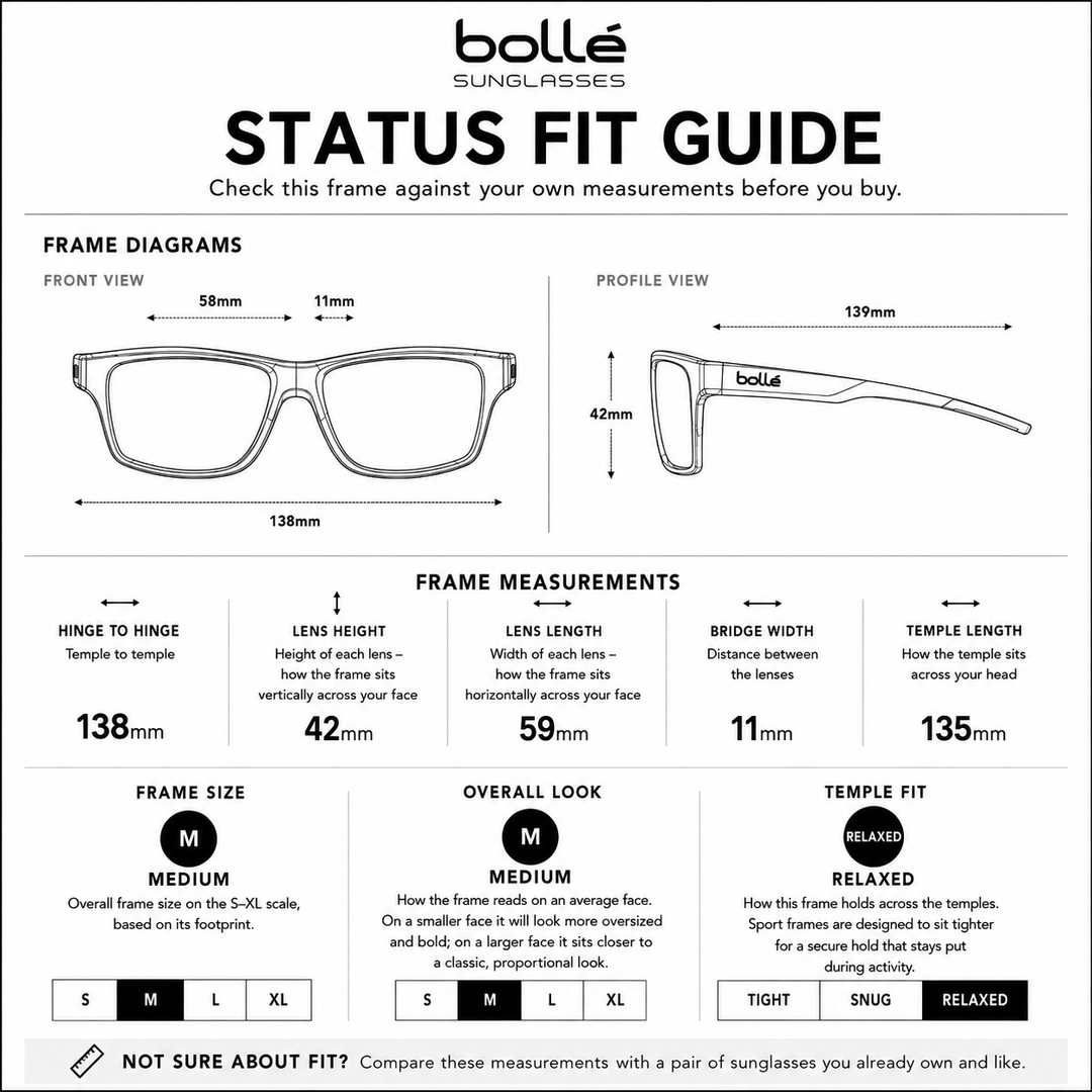 Bolle STATUS POLARIZED  Sunglasses - LIGHT GREY FROST