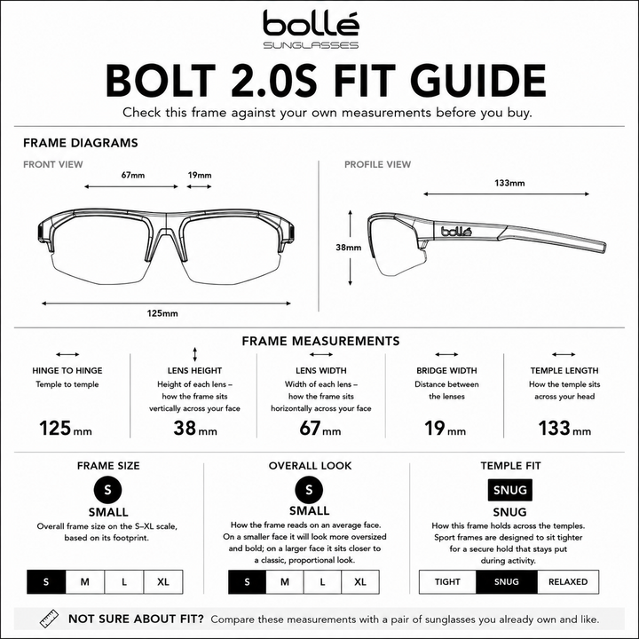 Bolle BOLT 2.0 S Sunglasses - BLACK SHINY