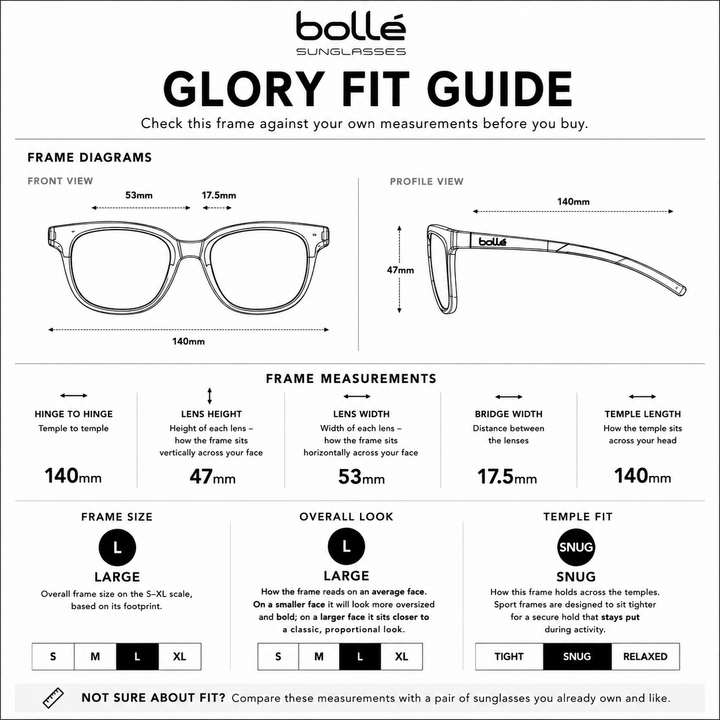 Bolle GLORY Cat Eye Sunglasses - BLACK SHINY