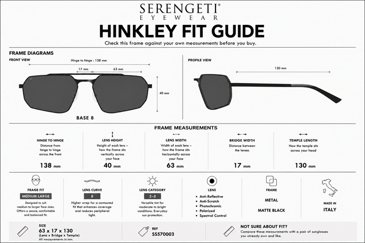 Serengeti HINKLEY Polarized Sunglasses - SHINY BLACK