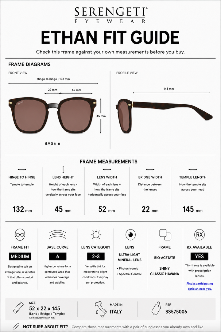 Serengeti ETHAN Polarized Driver Sunglasses - SHINY CLASSIC HAVANA